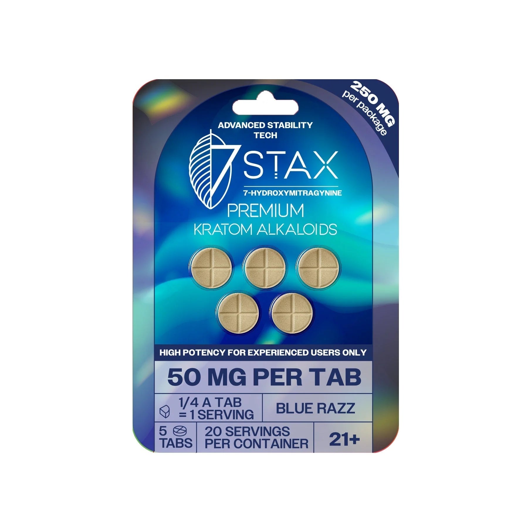 WHOLE SALE 7Stax Premium 7-OH Kratom Alkaloid Tablets (250mg - 5 Count) BOX of 10